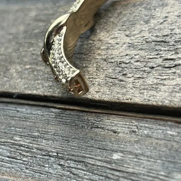 Coach Womens Gold Tone Crystal Pave Script Vine Hinge Bangle Bracelet - Picture 12 of 16